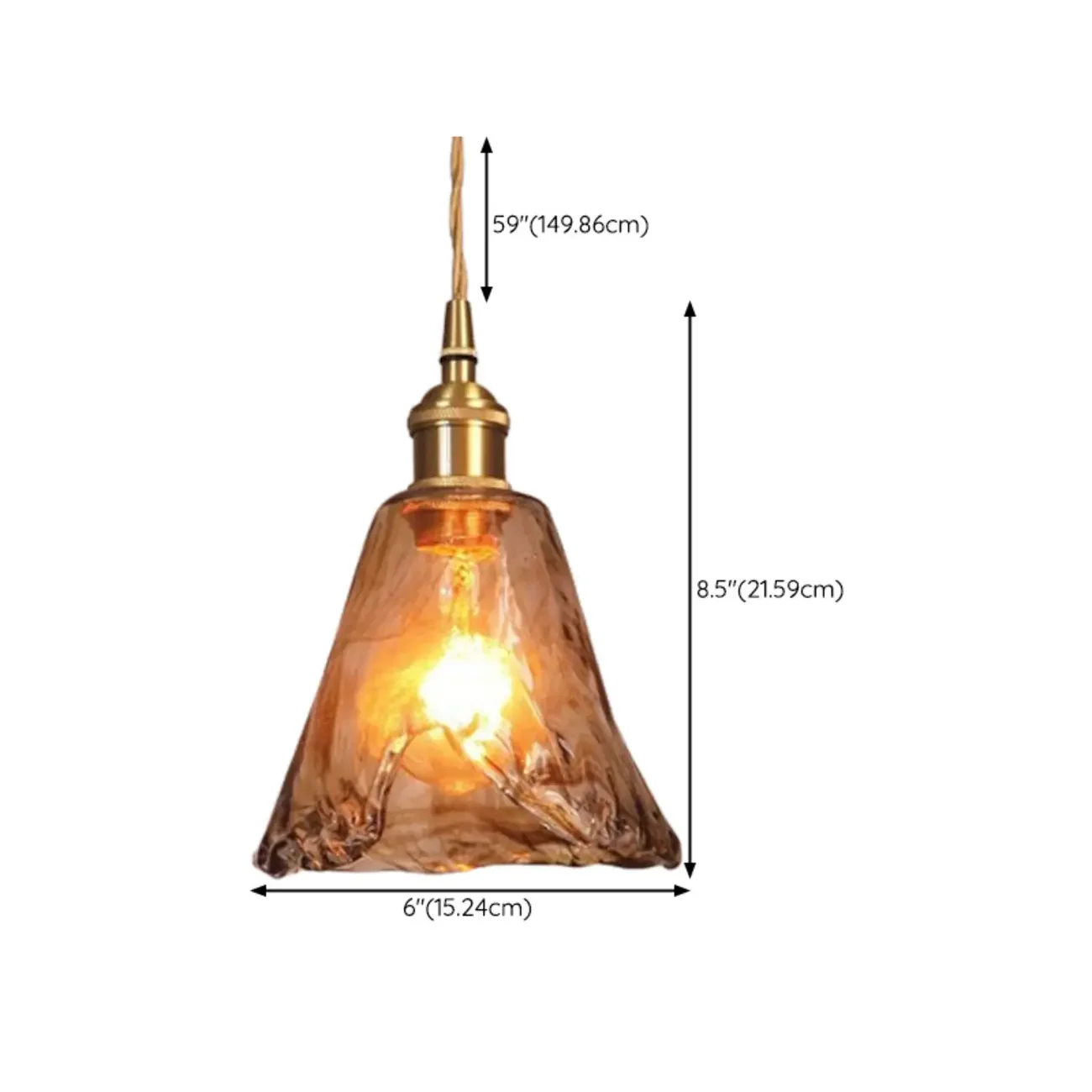 Modern Amber Glass Golden Kitchen Pendant Lighting