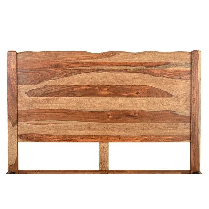 HomeRoots Brown Live Edge Solid Wood King Bed Frame