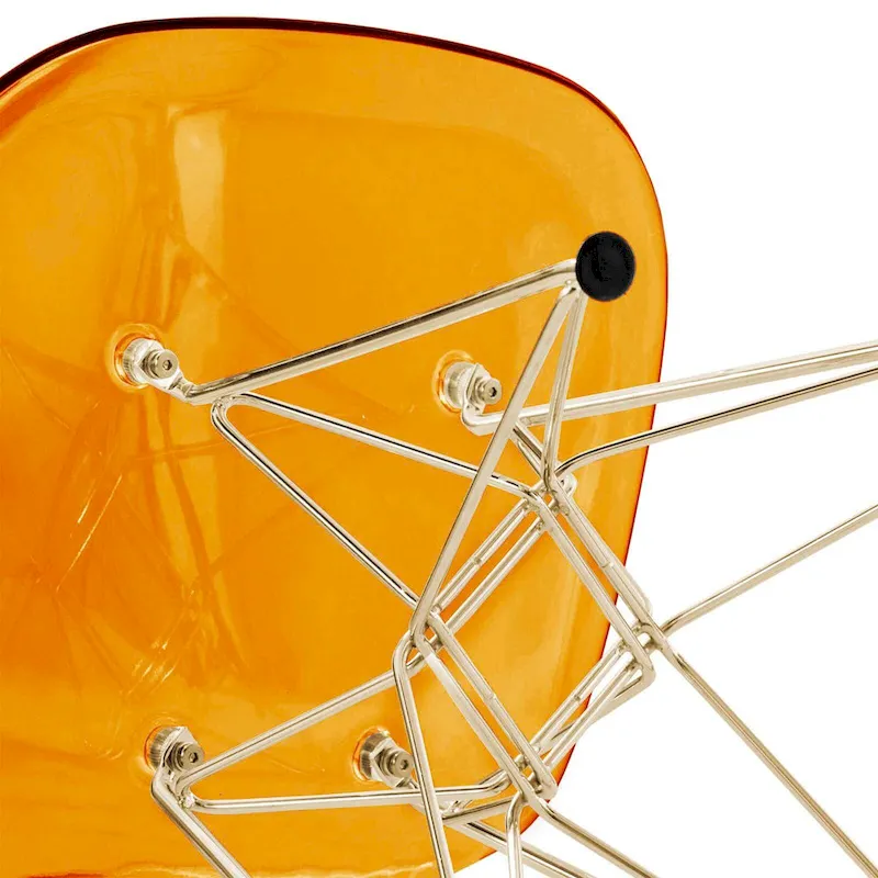 Cresco Plastic Dining Side Chair with Eiffel Base in Gold Set of 2 by LeisureMod