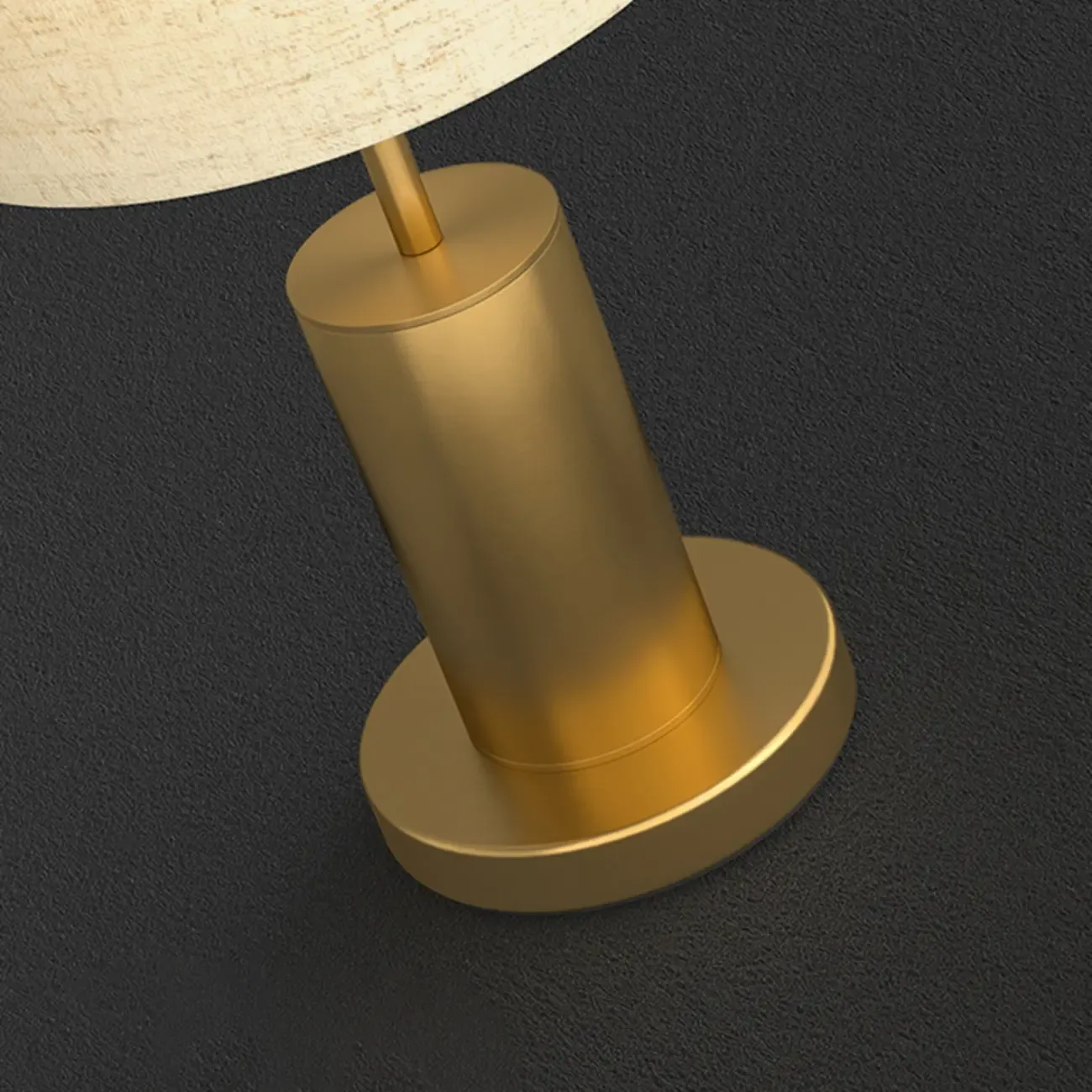 Plug-In Gold Metal Fabric Barrel-Shaped Table Lamp