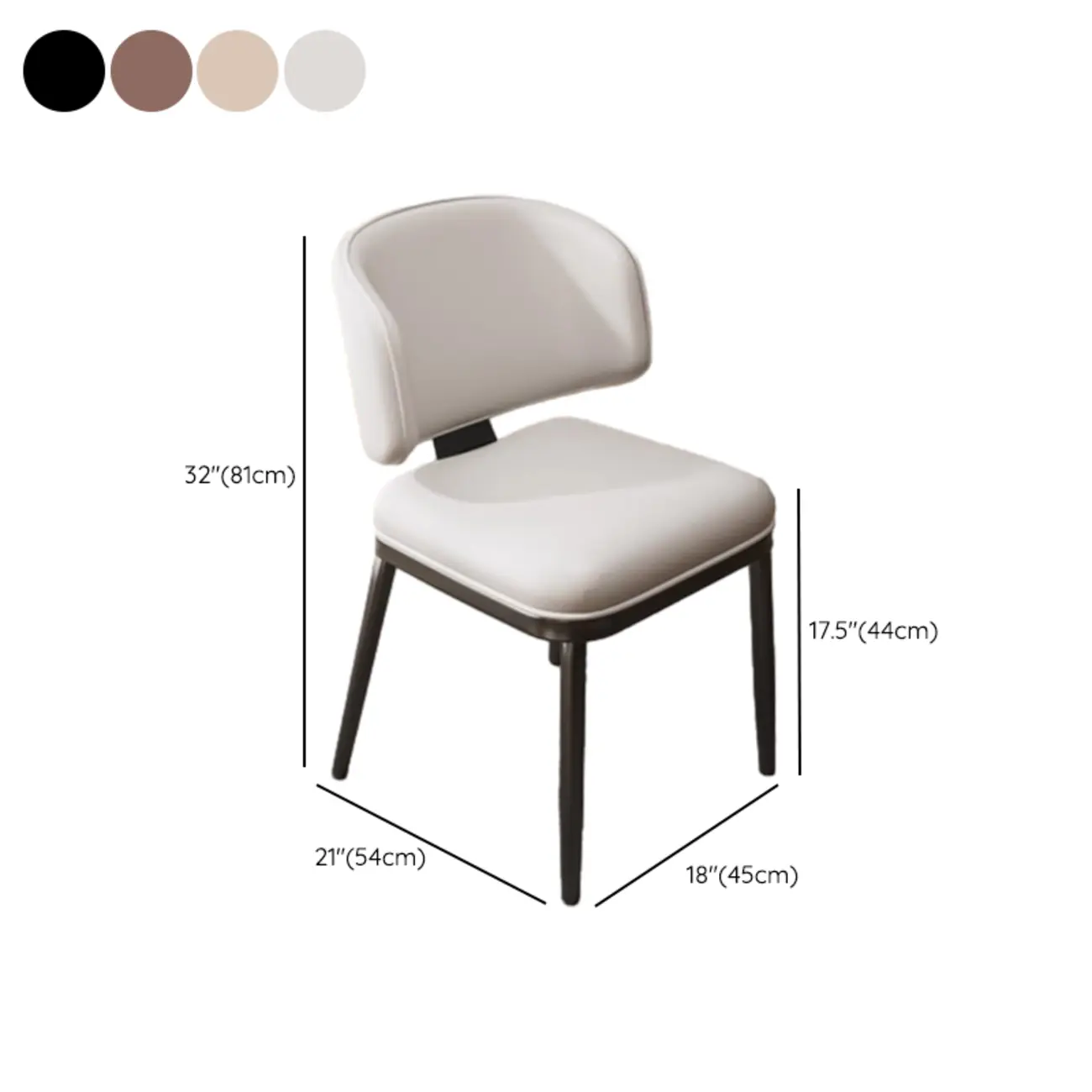 Art Deco Armless Faux Leather Low Back Dining Chair