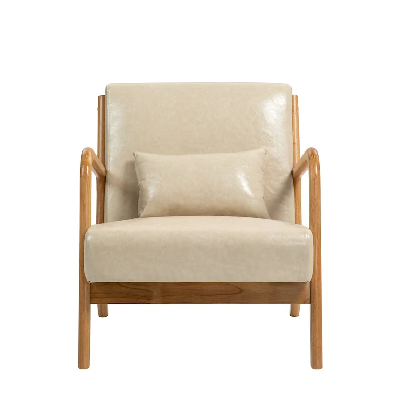 Mid-Century Modern Upholstered Accent Chair with Wood Frame