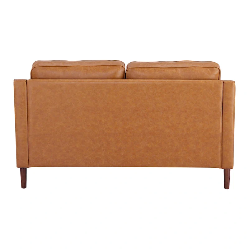 Sedona Modern Loveseat Sofa, Faux Linen / Vegan Leather Couch - N/A