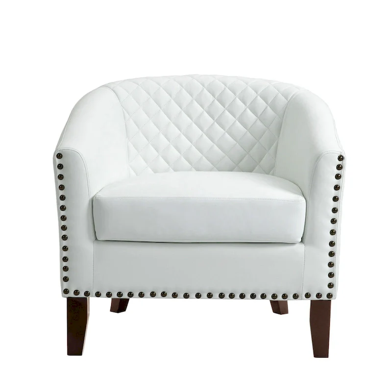 Axia 4 Set Modern Faux Leather Barrel Accent Chair with Wood Legs