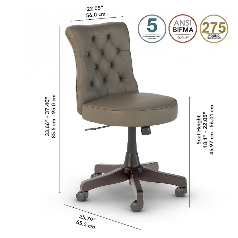 Salinas Mid Back Tufted Office Chair by Bush Furniture