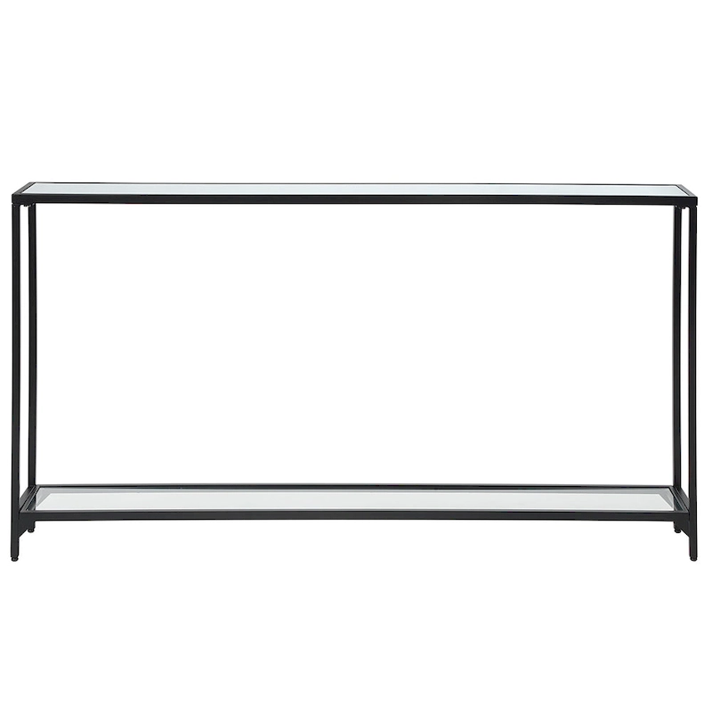 Copper Grove Metal and Tempered Glass Narrow Console Table