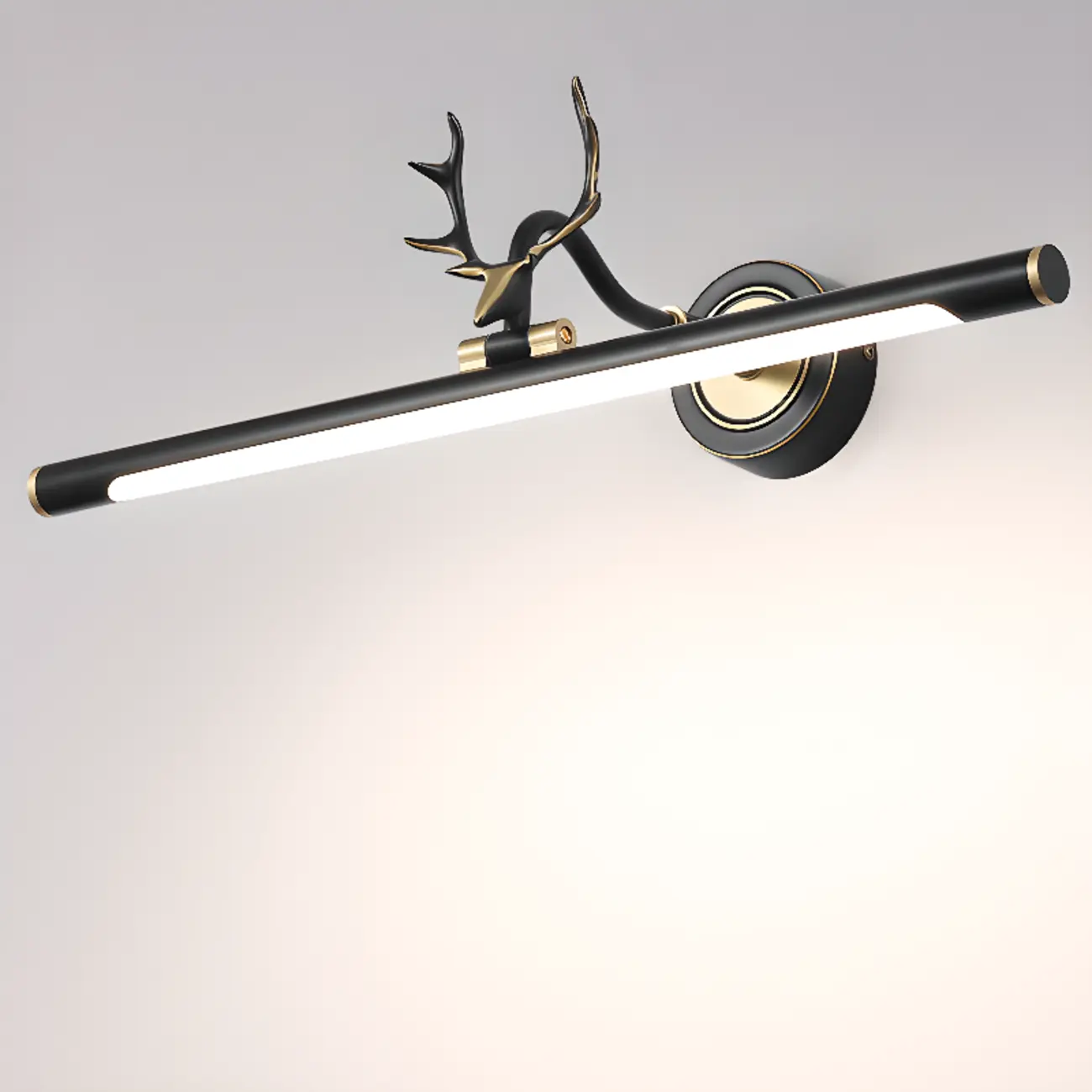Modern Linear Gold Bathroom Vanity Light with Antler Design