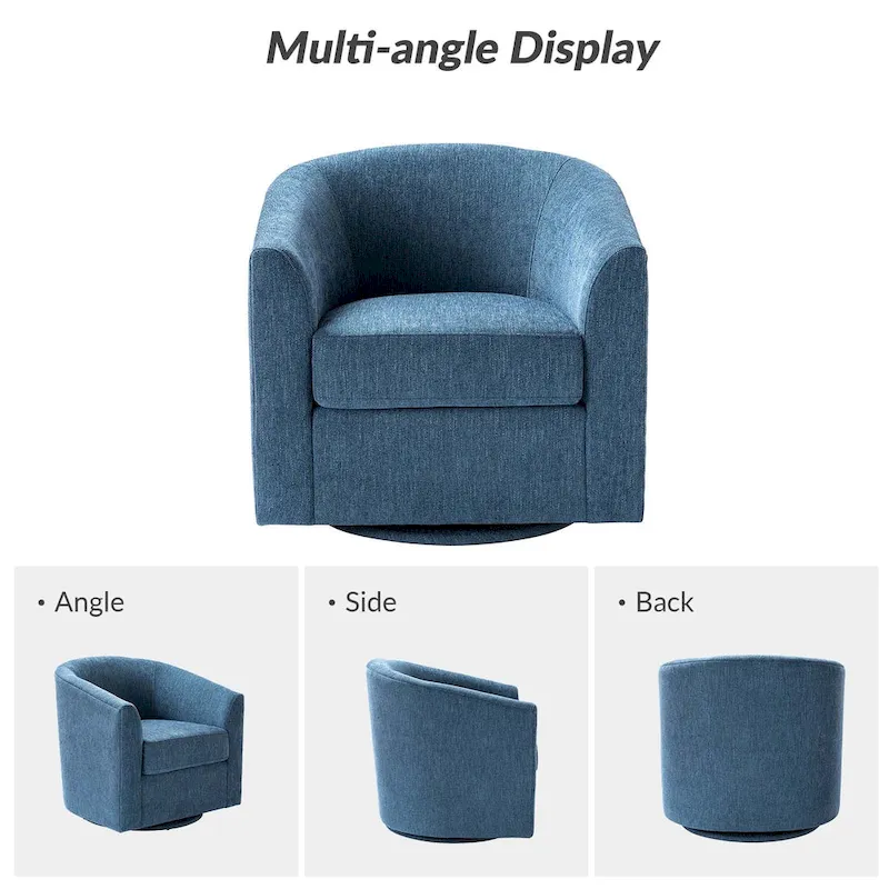 Cuenca Modern Upholstered Barrel Chair with Swivel Base Set of 2