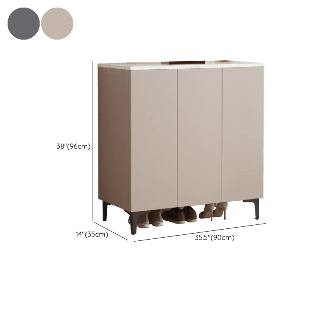 5-Tier Compact Modern Off-White Entryway Shoe Cabinet