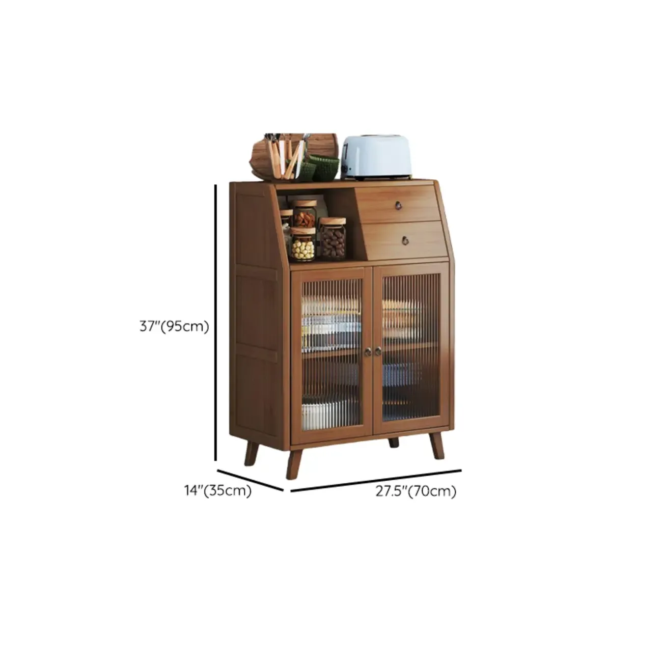 Modern Bamboo Narrow Sideboard with Drawers