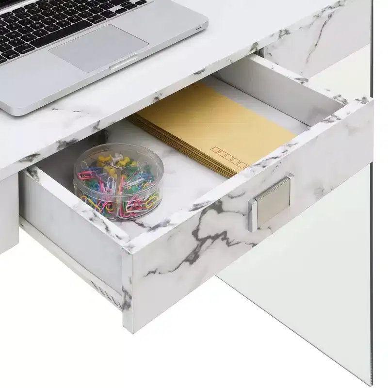 36 Breighton Home Uptown Glass Desk with Drawer