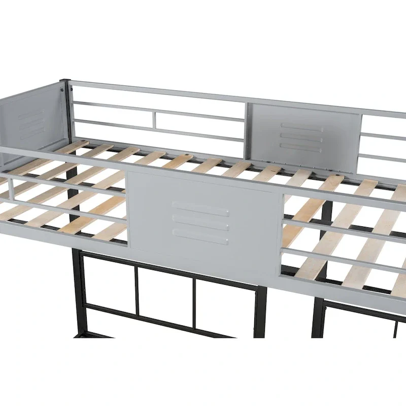 Triple Bunk Bed with Vent Board/ Sturdy Metal Frame/ Noise-Free Wood Slats/ Separatable into three beds/ No Box Spring Needed