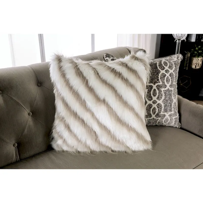 Cram Traditional Brown Chenille Tufted Nailhead Sofa by Furniture of America