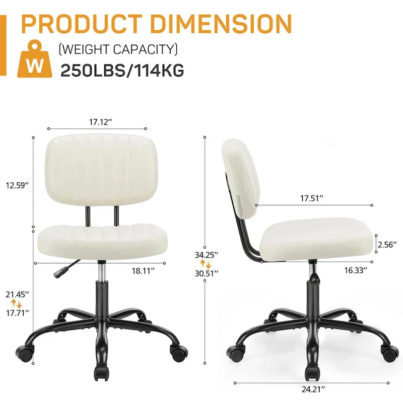 Comfy PU Leather Upholstered Office Chair, Home Desk Chair with Arms & Adjustable Swivel