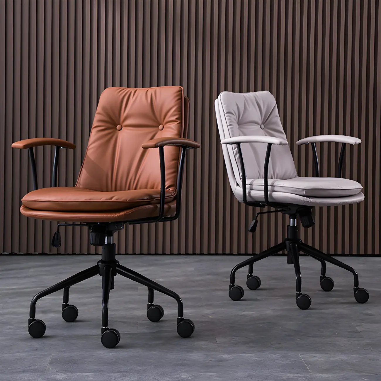 Modern Green Leather Swivel Tilt Office Chair