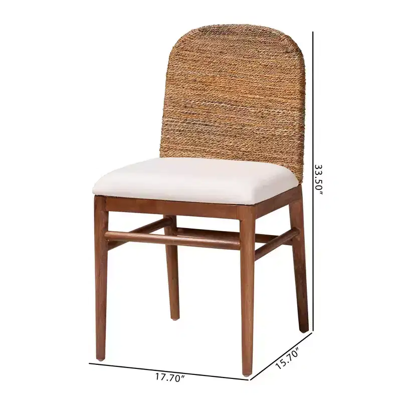 bali & pari 2pc Nadim Natural Seagrass and Acacia Wood Dining Chair Set White/Natural Brown/Natural Seagrass
