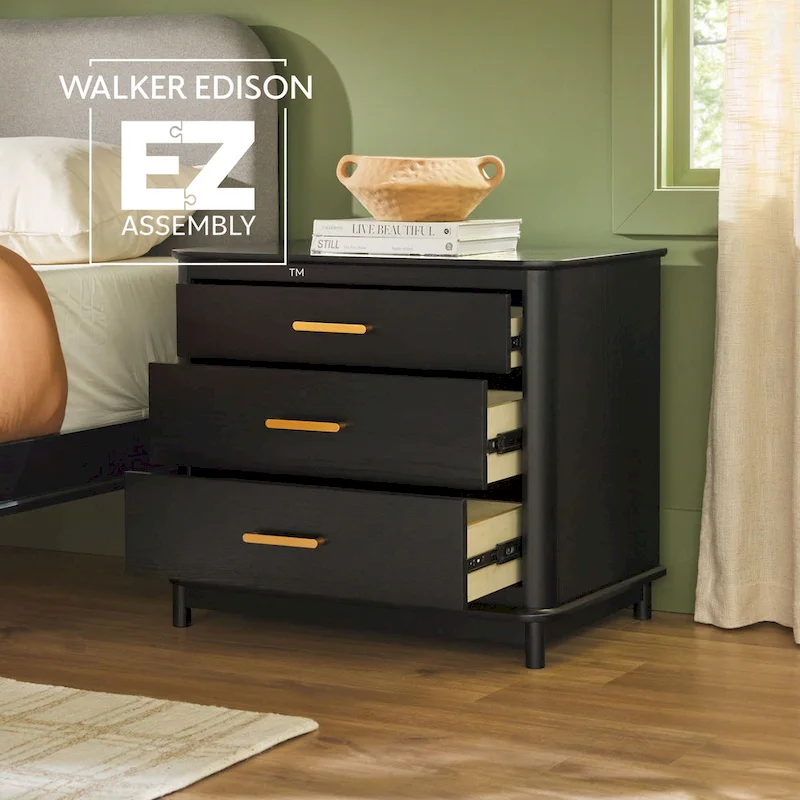 Walker Edison 3-Drawer Nightstand with Ultra-Easy Drawer Assembly