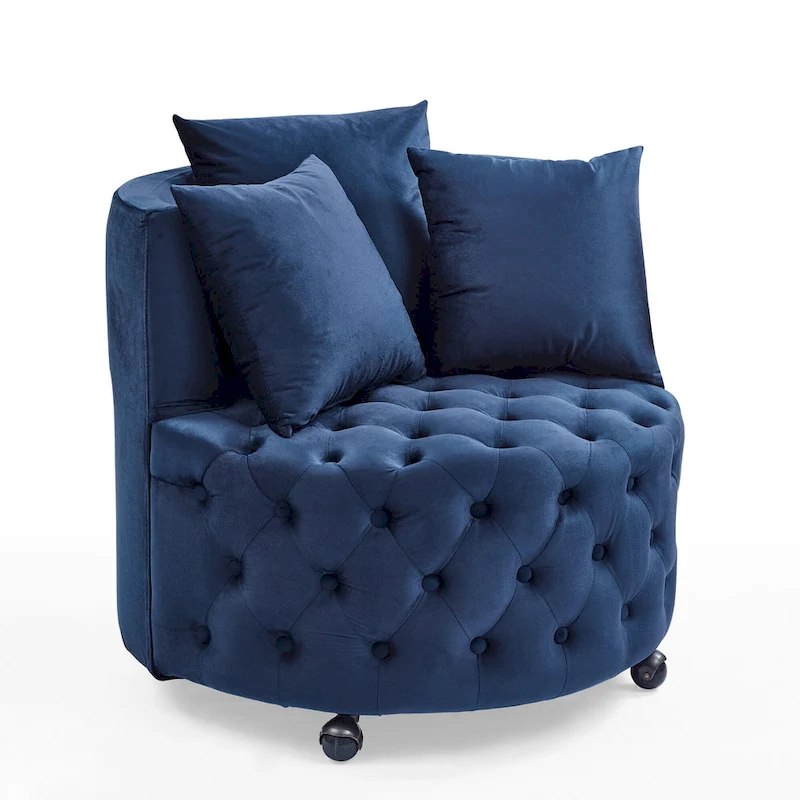 Blue Modern 30 Swivel Tufted Accent Chair