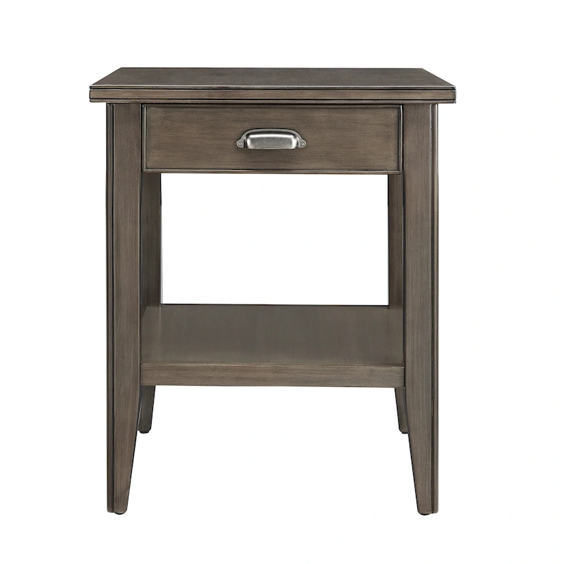 Laurent 20 in. Solid Wood End Table with Shelf and Drawer