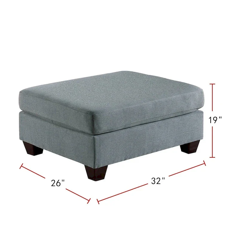 Linen-Like Fabric Upholstered Cocktail Ottoman