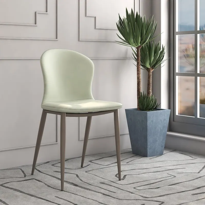 Modern Upholstered Fabric Dining Chair with Metal Legs, Mosaic Style Kitchen Side Chair