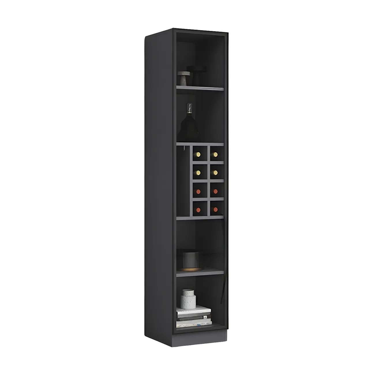 Lighting Modern Freestanding Black Wooden Wine Cabinet