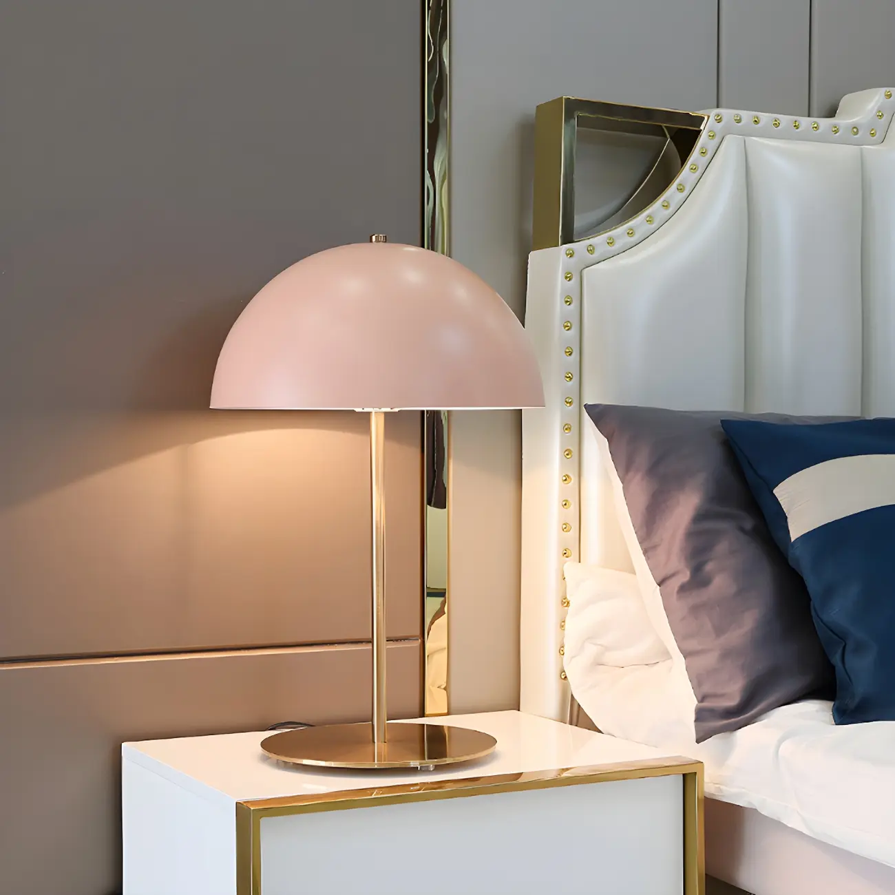 Macaron Iron Dome Shade Metal Table Lamp Plug in Electric