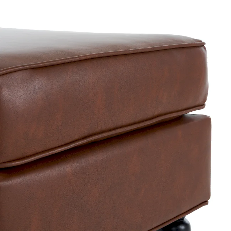 Christopher Knight Home - Edward Classic Square PU Leather Ottoman with Solid Wood Legs and Casters