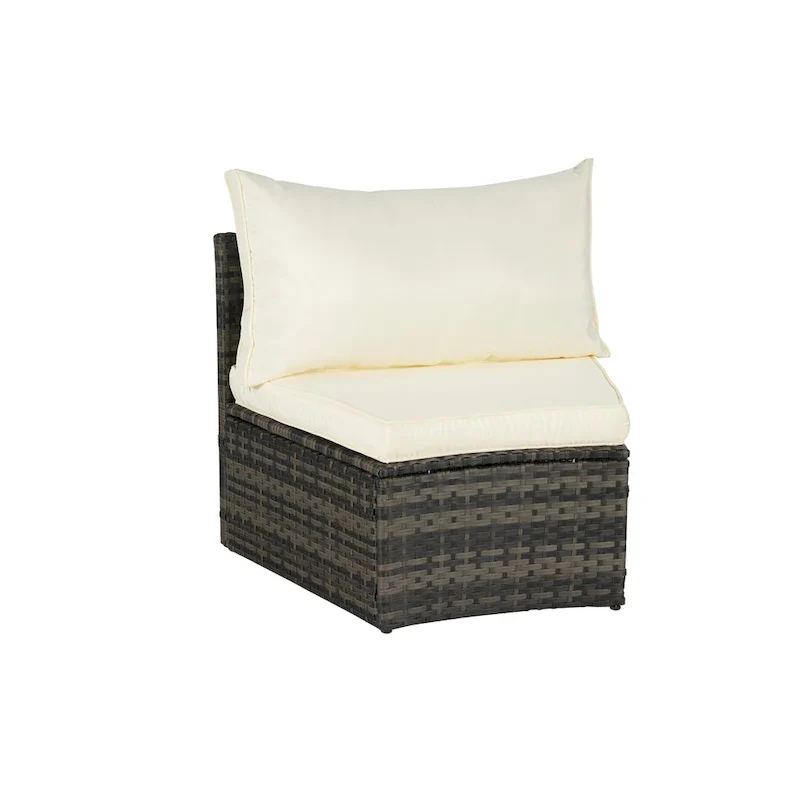 7-Piece Half-Moon Sectional Sofa Set with Glass Table