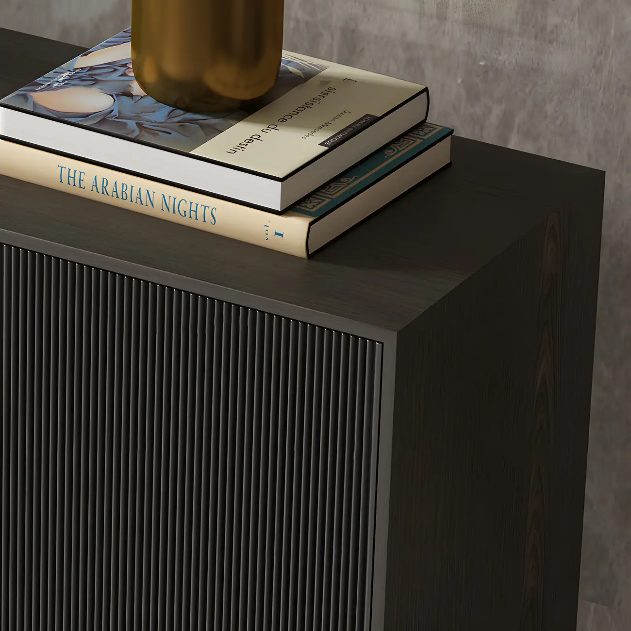 Sleek Black-Gray Wood and Metal Soft-Close Drawers Dresser