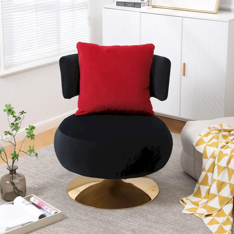 Fabric Swivel Round Barrel Chair