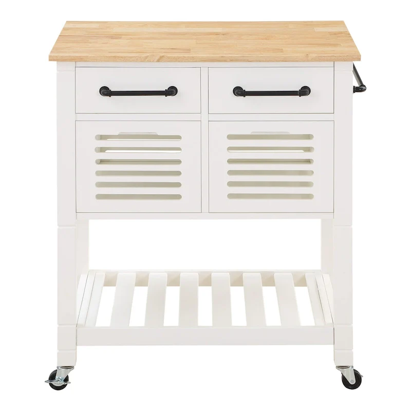 Kitchen Cart with Granite Top and Storage Drawers