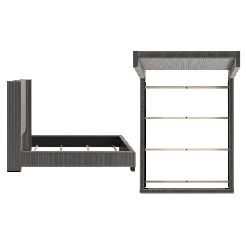 Cesky Pleated Velvet Wingback Bed