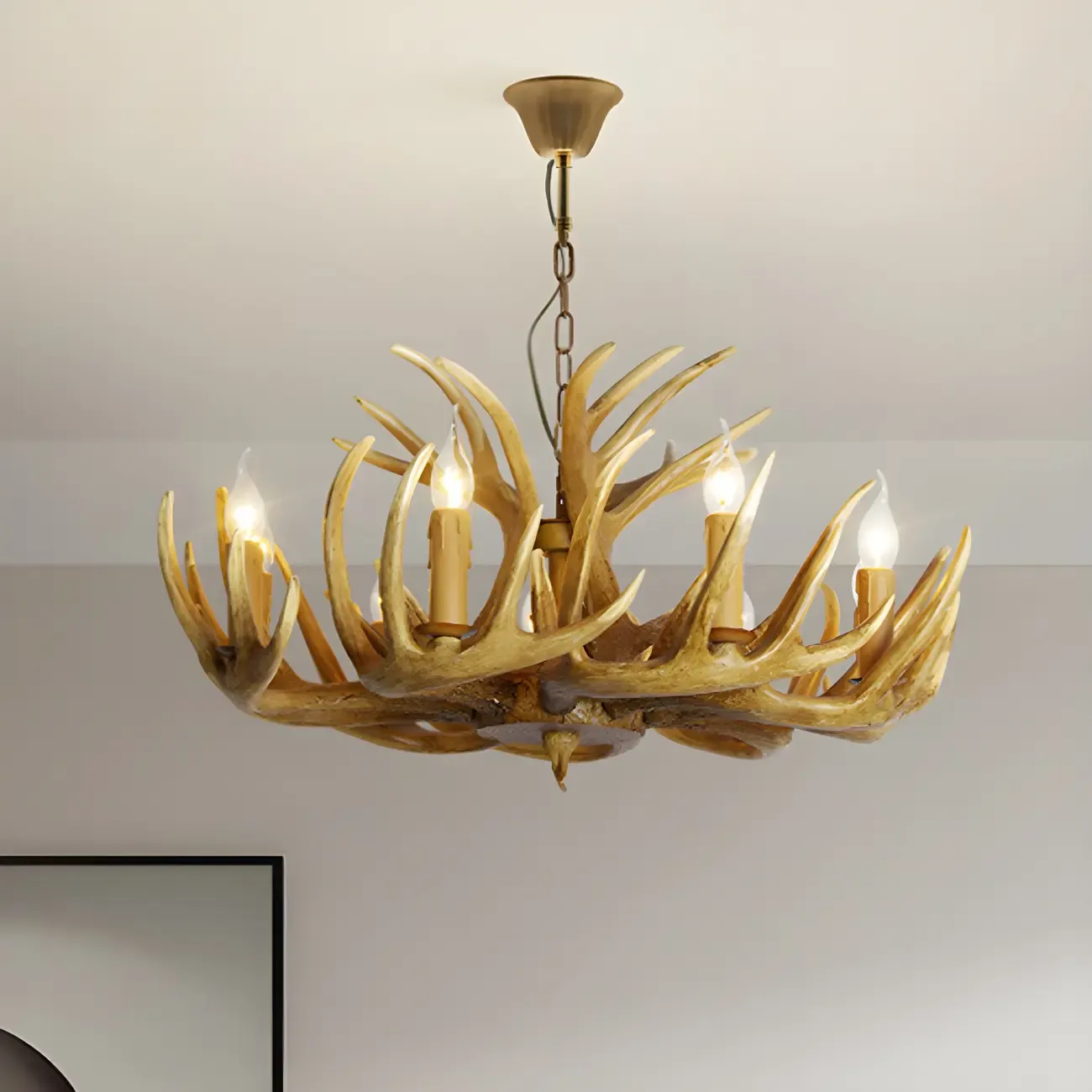 Rustic Unique Resin Antler Candelabra Chandelier