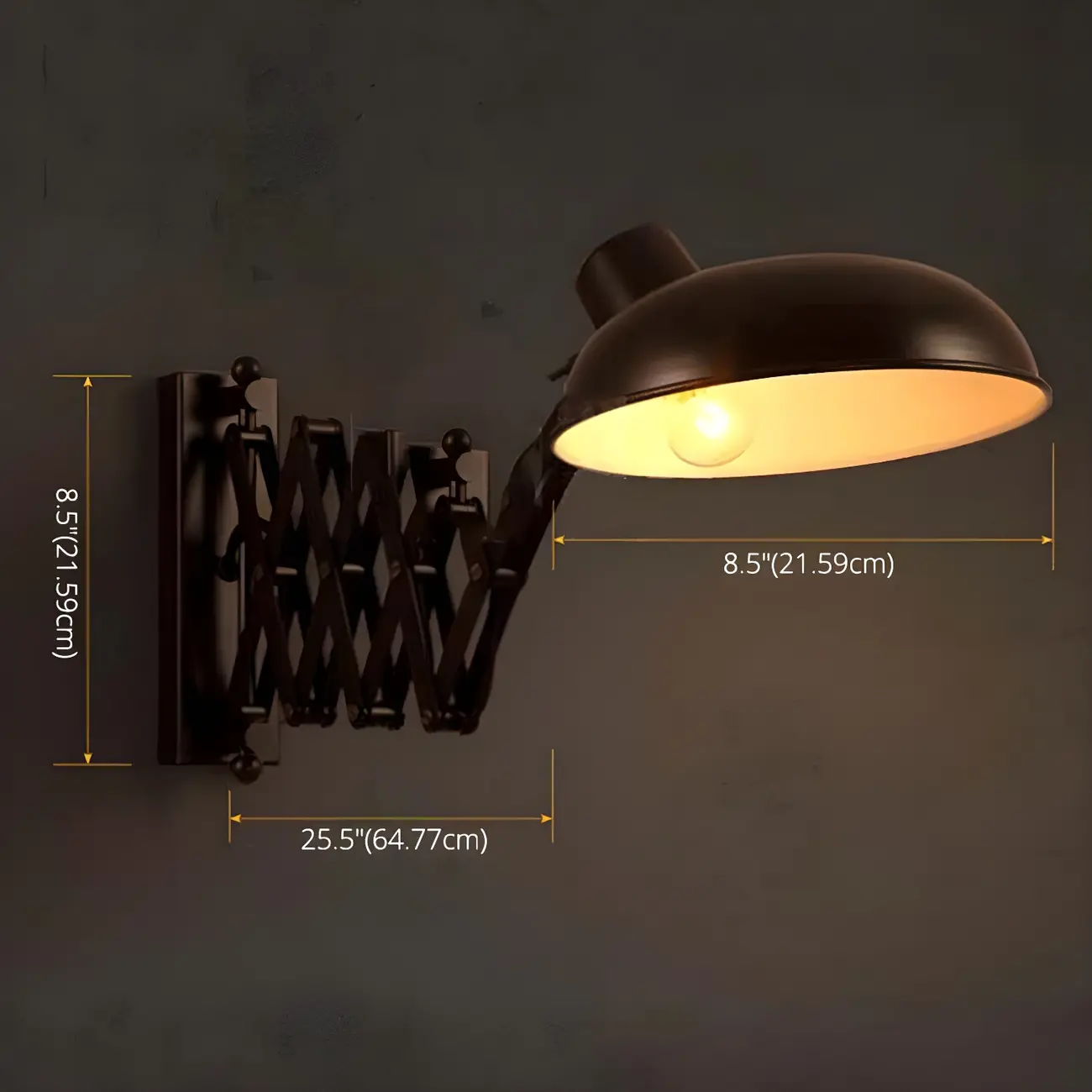 Retro Industrial Metal Black Swing Arm Wall Light