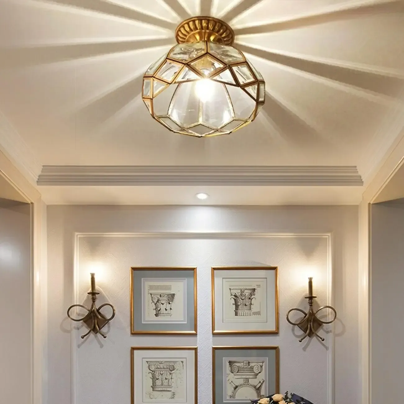 Colonial 8.5 Glass Semi Flush Ceiling Light for Living Room