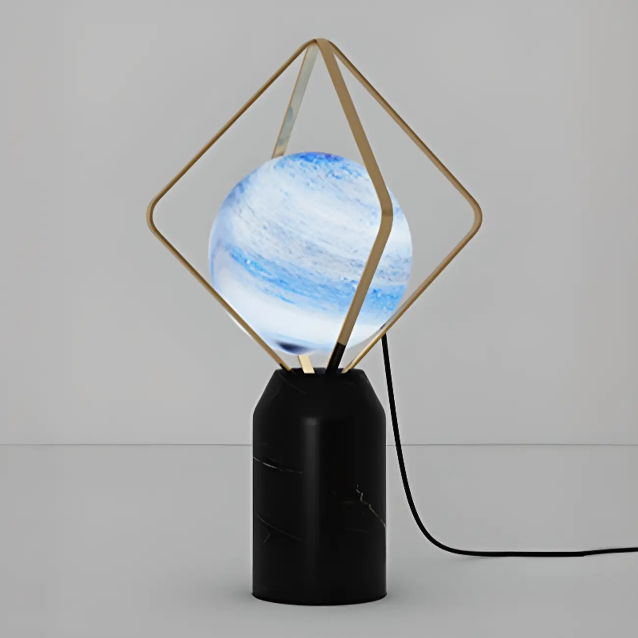 Elegant Plug-In Globe Stone and Glass LED Table Lamp