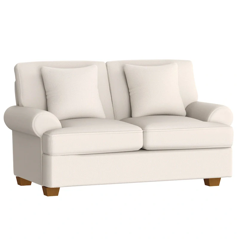 White Sofa Couch 2 Seater Fabric Loveseat for Living Room