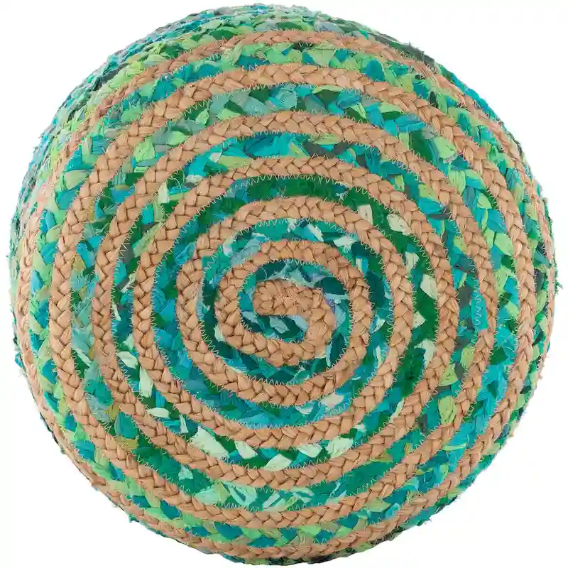 Hand Crafted Bohemian Jute and Wood Foot Stool