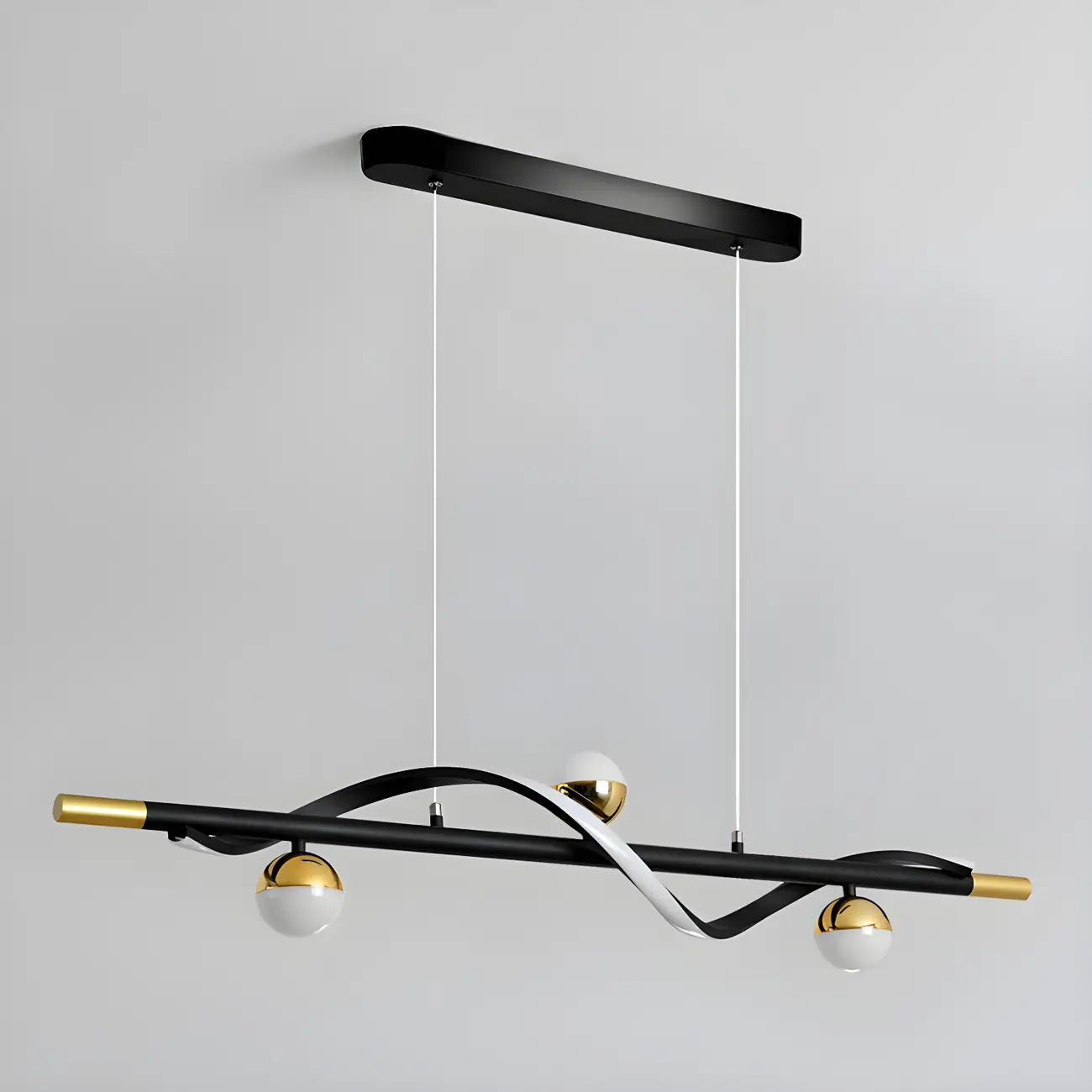 Modern Black Metal Acrylic 4-Light LED Dimming Pendant Light