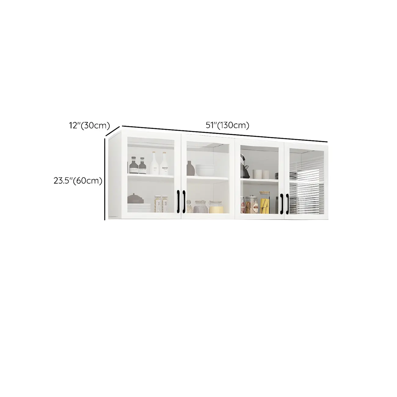 White Rectangular Wall-Mounted Wood China Cabinet