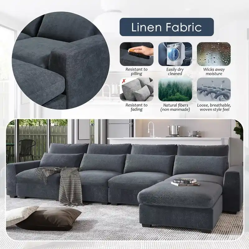 Modern L-Shape Sectional Sofa with Reversible Chaise