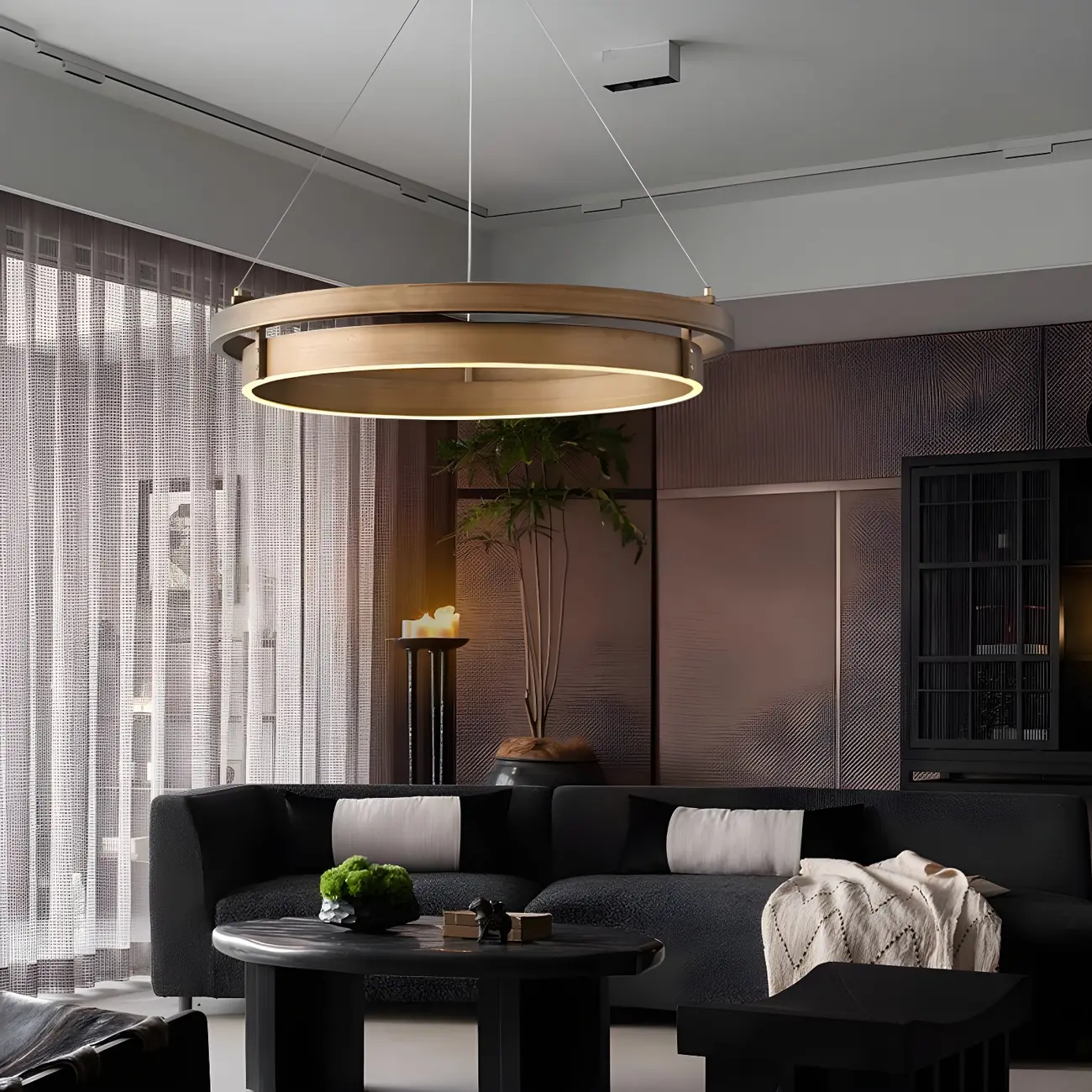 Modern Brass Elegant Ring Chandelier with Dimmable LED