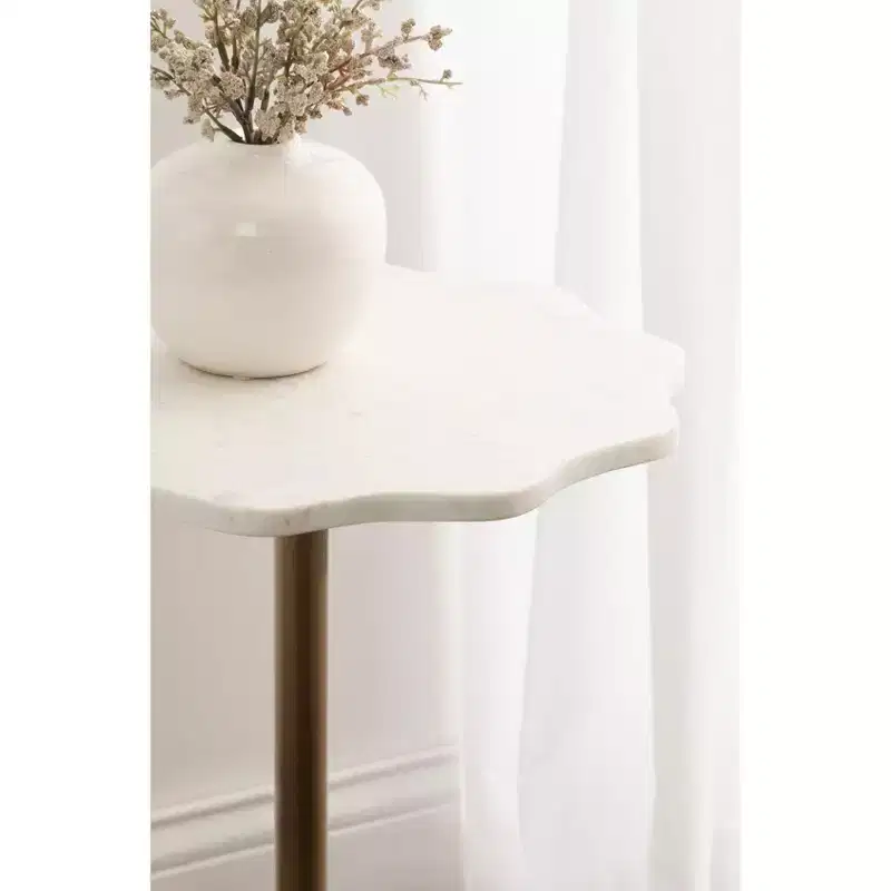 Kate and Laurel Sanzo Scalloped Marble and Metal Drink Table
