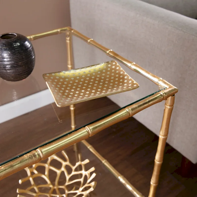 SEI Furniture Overton Glass-Top Side Table