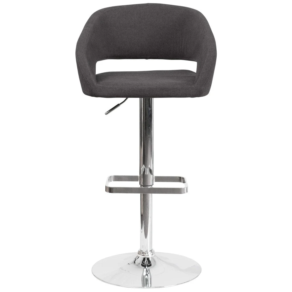 Modern Upholstered Adjustable-Height Barstool with Rounded Back