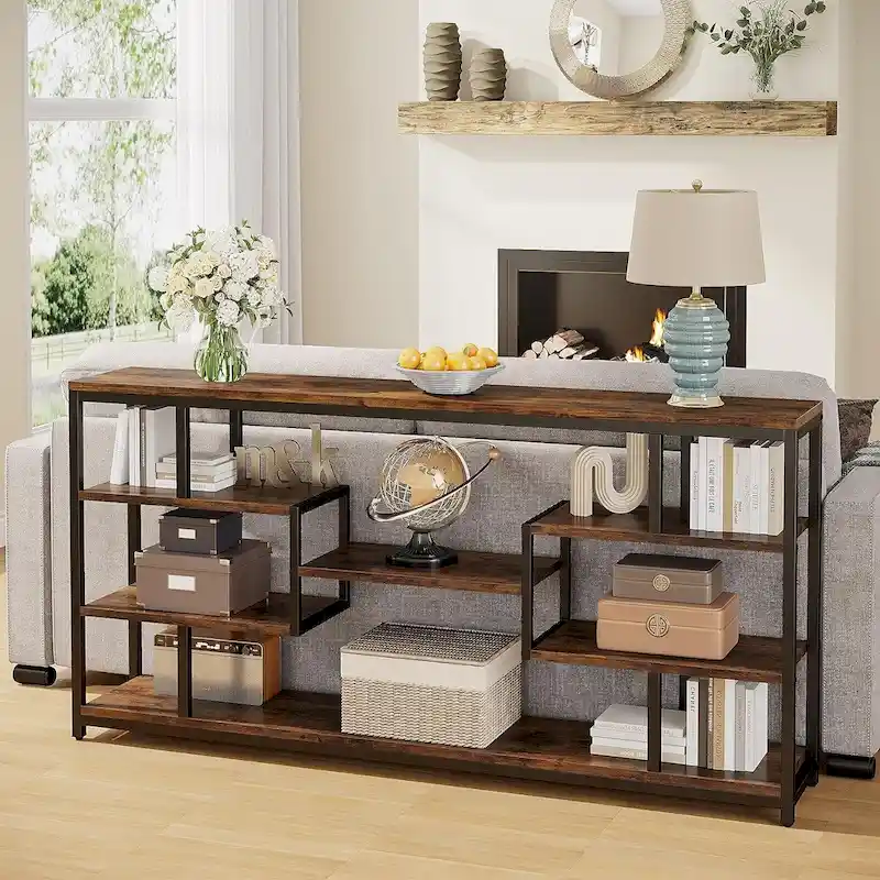 70.87 Console Table Sofa Table with 5-Tier Open Storage Shelves