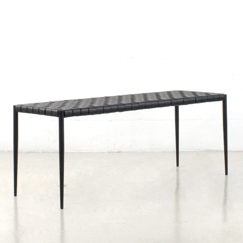 Soho Mid-Century Modern Leather Weave Coffee/Bench 28-inches/ 47-inches