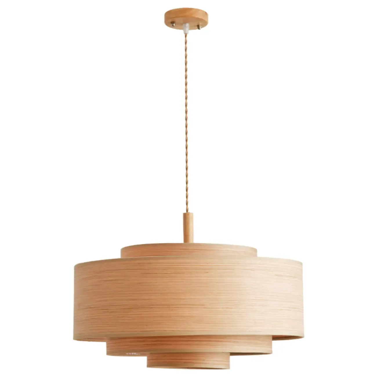 3 Tiers Solid Wood Pendant Lighting Adjustable Height