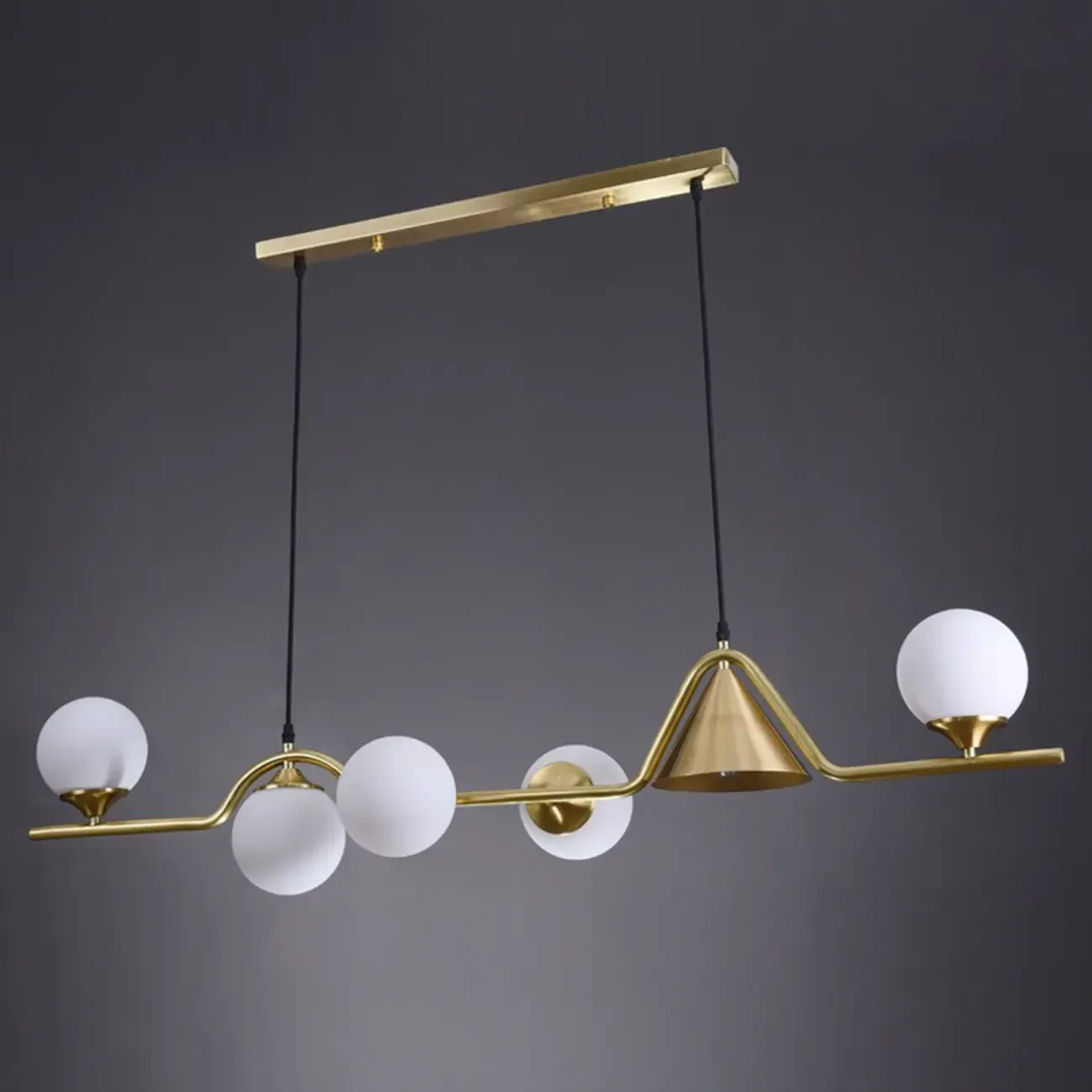 Dining Area Modern Brass Glass LED Island Pendant Light